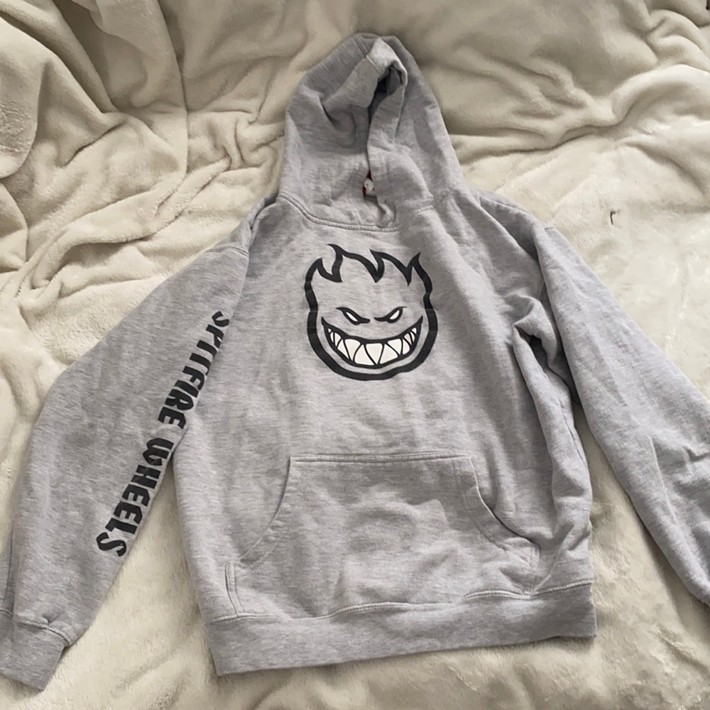 spitfire wheels big head grey hoodie